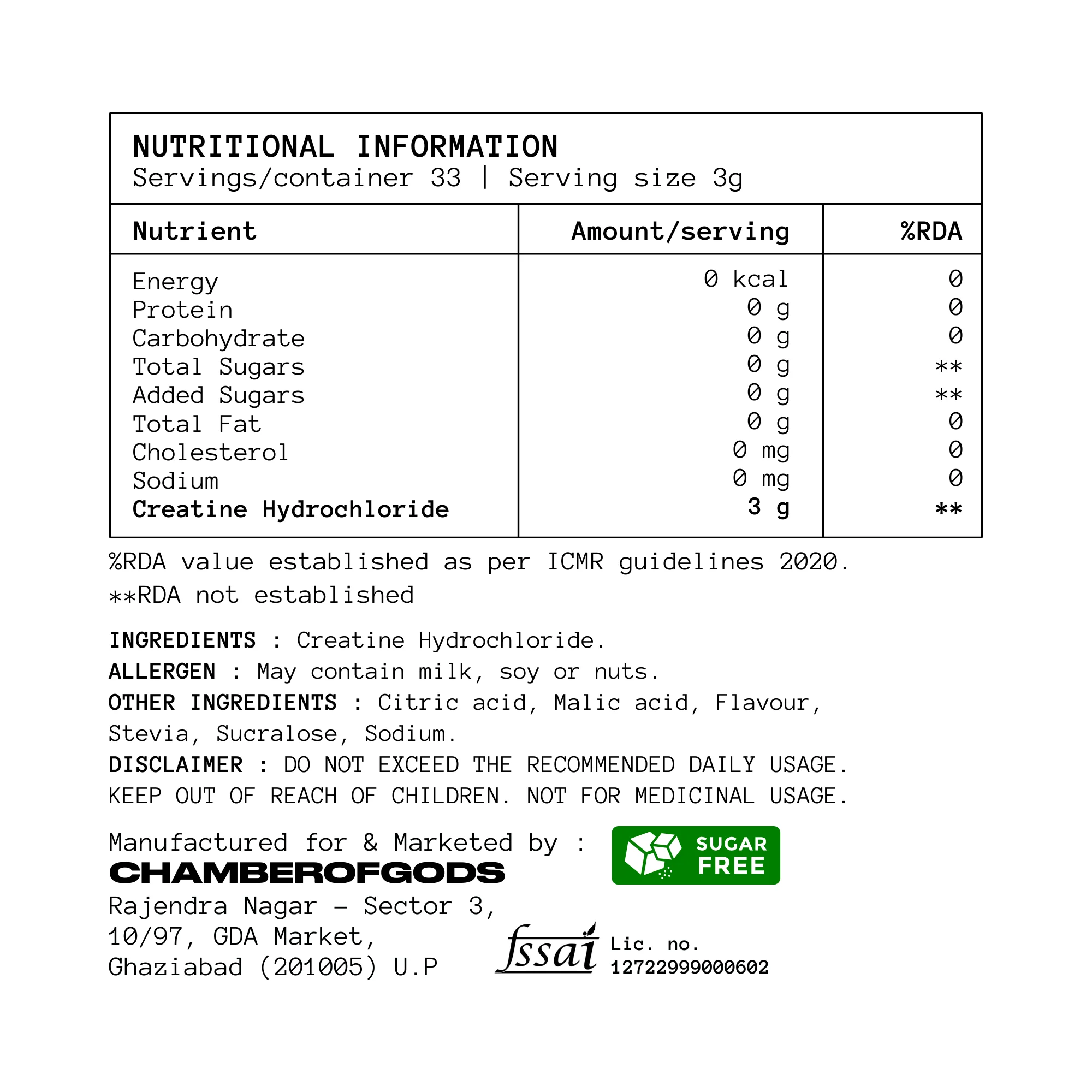 COG Creatine Hcl - Berry Infused | Built Different (33 Servings) - Image 11