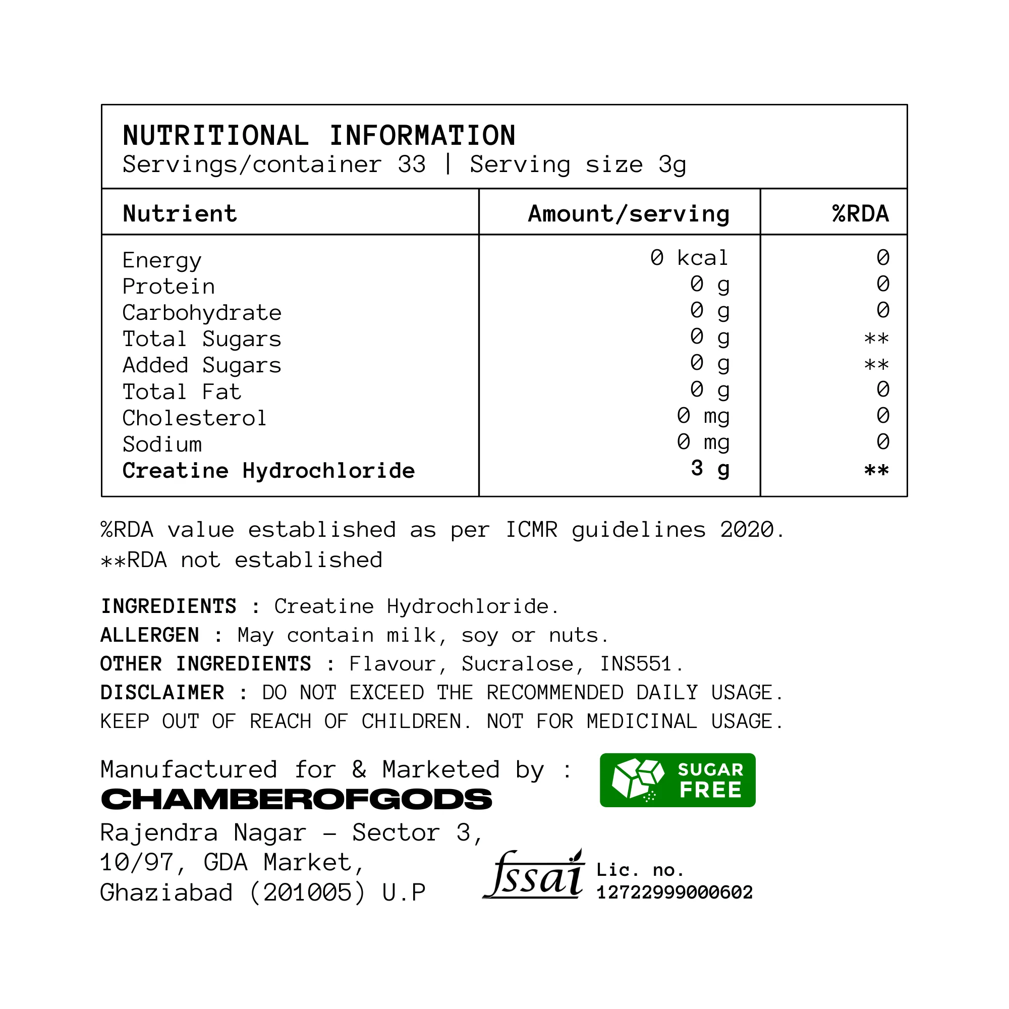 COG Creatine Hcl - Mango Infused | Built Different (33 Servings) - Image 11